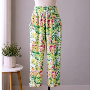 Hurley Womens Tropical Floral Palm Print Rayon Beach Pants Small Flowy Boho Chic